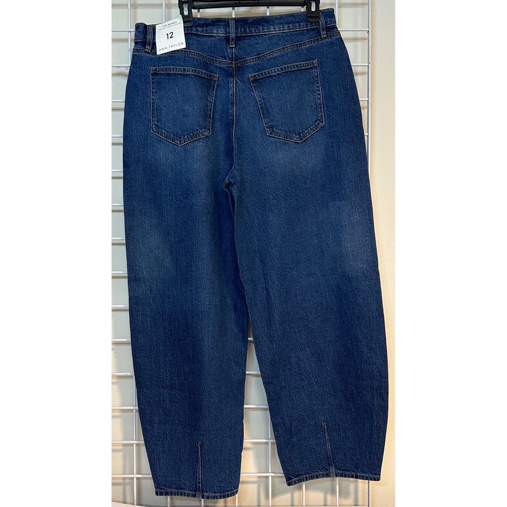 Ann Taylor The Barrel High Rise Dark Wash Jeans Women's Size 12‎ NEW - Picture 3 of 9